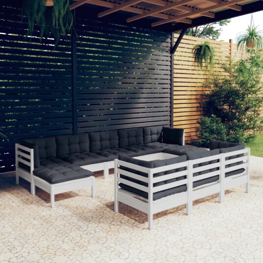  Hagesofagruppe med puter 10 deler hvit heltre furu 3097140