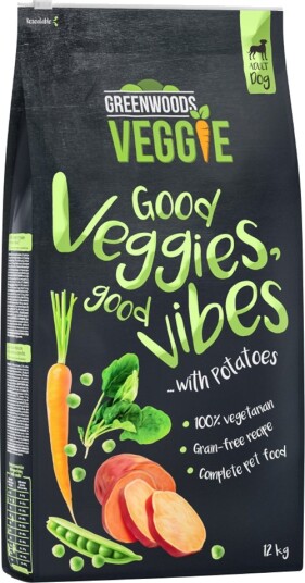 Greenwoods Veggie Med Søtpotet Erter Gulrøtter Og Spinat 12 kg