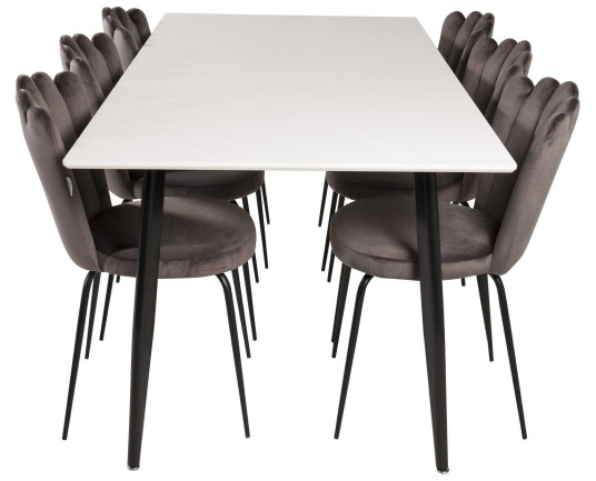 Venture Design Polar & Limhamn spisegruppe Hvit/grå 6 st stoler & bord 180 x 90 cm