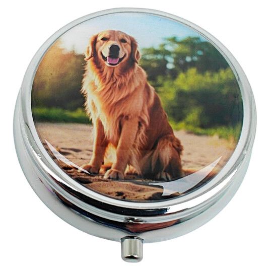 Pilleboks Populære hunder Rund pilleboks i metall  GOLDEN RETRIEVER