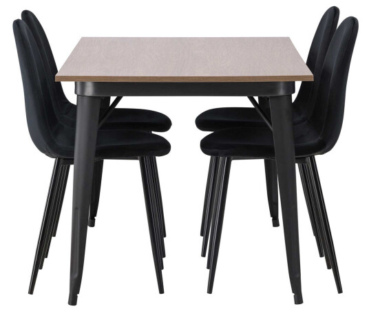 Venture Design Tempe & Polar spisegruppe Svart/valnøtt 4 stoler & bord 140 x 80 cm