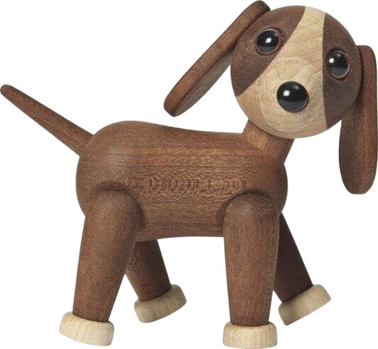 Spring Copenhagen - Twix Hund trefigur 11 cm mahogni