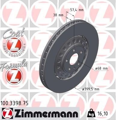 Bremseskive ZIMMERMANN 100.3398.75