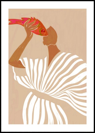 Woman Admires Fish Plakat / 40x50