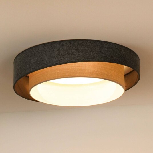 Duolla LED-taklampe Luneta Chenille blå/grå Ø 60 cm dimbar