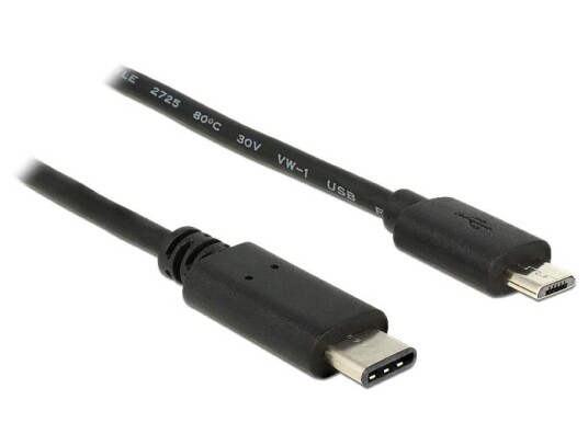 Delock 1m USB-C til Micro-USB Kabel 2.0 Svart - 480 Mbit/s