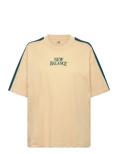 New Balance Linear Heritage Oversized T Shirt Cream S