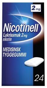 Nicotinell 2 mg tyggegummi lakris 24 stk Nicotinell 2 mg tyggegummi lakris 24 stk