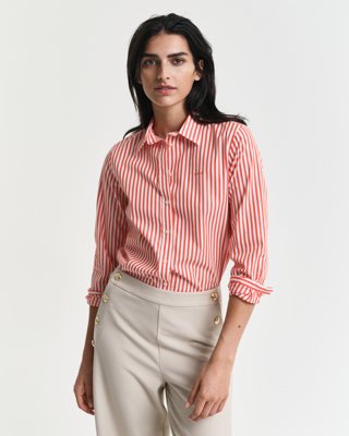 Regular fit poplinskjorte med striper ORANGE RED 44