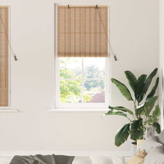 Rullegardin med gardiner Lys Brun 80 x 220 cm Bambus