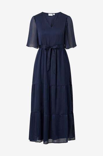 Vila Maxikjole viMolina V neck 2/4 Ankle Dress Blå