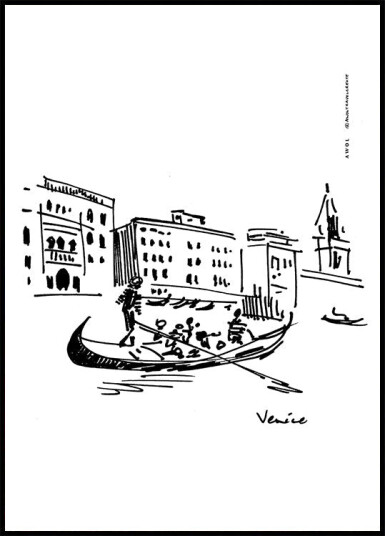 Venice Italy Art Print With Gondolier On The Grand Canal Plakat Plakat / 70x100cm