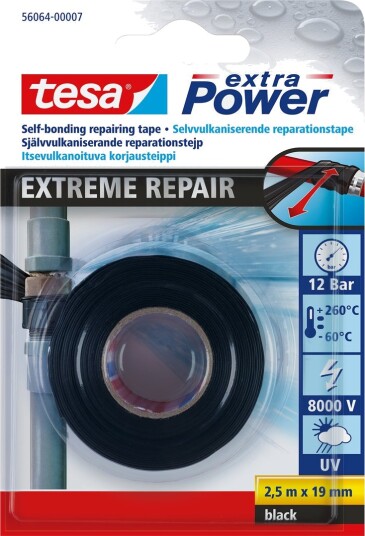 Tesa Silikontape 2.5m X 19mm Sort