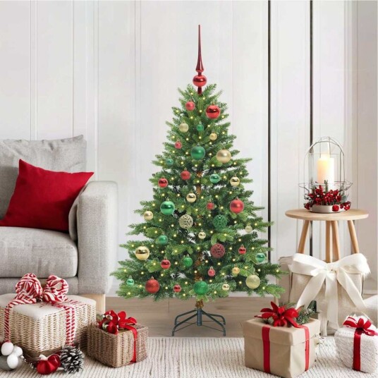 Kunstig juletre med 150 LED med stativ grønn 120 cm PE og PVC