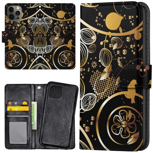 Generic Iphone 13 Pro Max - Lommebok Deksel Gullmønster
