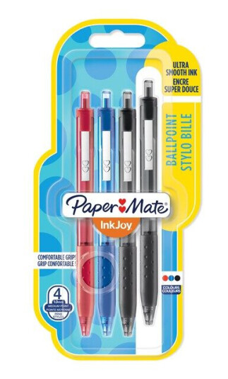 Paper Mate InkJoy 300RT Retractable Ballpoint Pens  Medium Point 1.0 mm  Svart Blå & Rød  4 Count