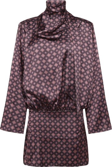 Topshop Tscelly Satin High Scarf Mini Dress Wvn BURGUNDY 38 Topshop Tscelly Satin High Scarf Mini Dress Wvn BURGUNDY 38