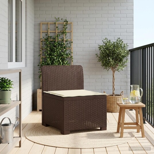 vidaXL 1 seters Hage Sofa med Pute Rattan Utseende PP Brun