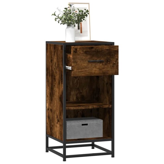 Skjenk røkt eik 35,5x35x76 cm konstruert tre og metall 8721102840159