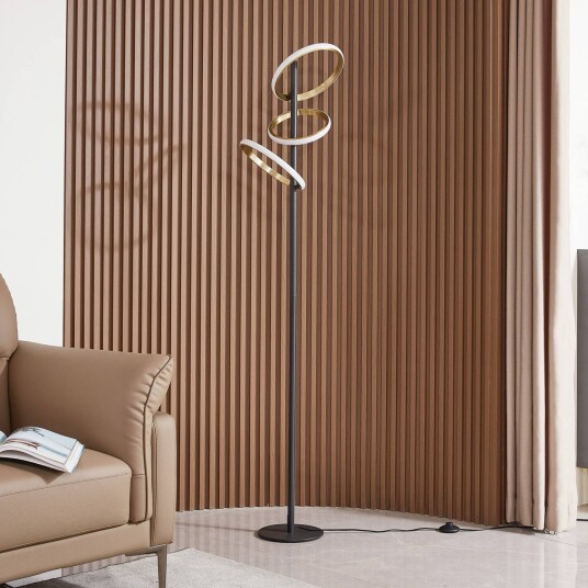 Lucande Madu LED-gulvlampe ringformede elementer 4000 K Lucande Madu LED-gulvlampe ringformede elementer 4000 K
