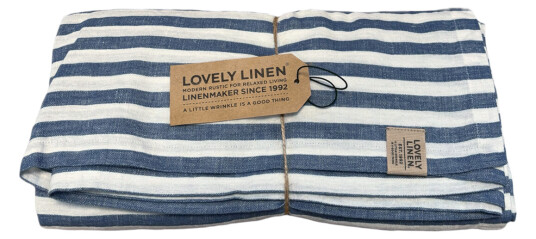 Lovely Linen Misty linduk 145x380 cm edge denim blue