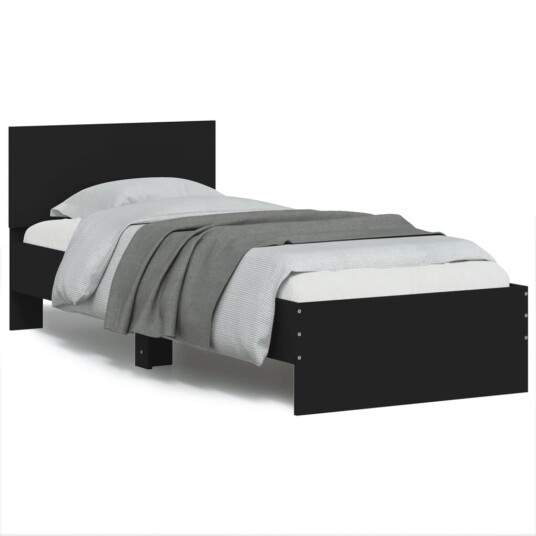  Sengeramme med hodegavl og LED-lys svart 75x190 cm 8721012241923