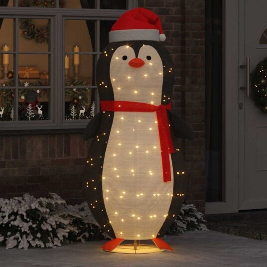 Snø Pingvin Figur Varmhvit 78 x 88 x 180 cm stoff
