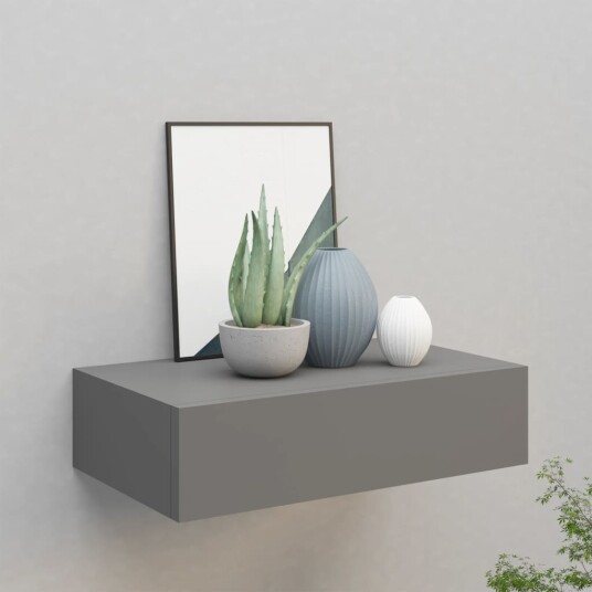 vidaXL Veggmontert skuffehylle gr? 40x23,5x10 cm MDF