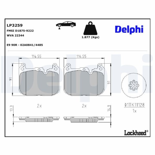 Bremseklosser DELPHI LP3259