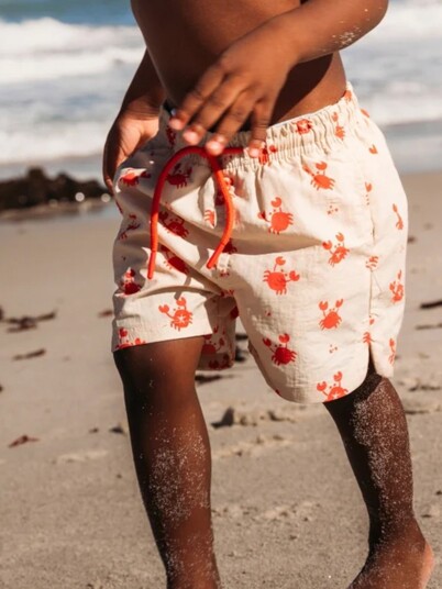 Swim Essentials Badebukse Crabby Red/Beige 122 128