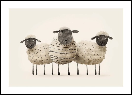 Cute Black Faced Sheep Trio Plakat Plakat / 70x100cm