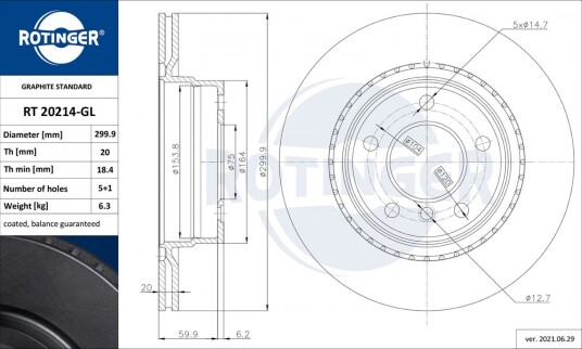 Bremseskive ROTINGER RT 20214-GL