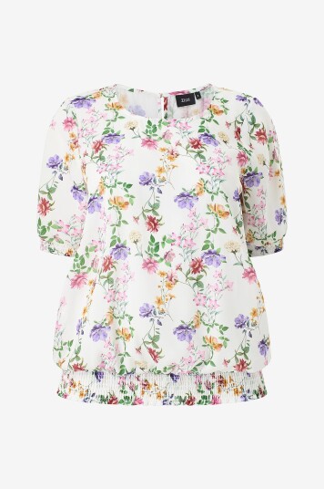 Zizzi Bluse mNaeve S/S Smock Top Rød Zizzi Bluse mNaeve S/S Smock Top Rød