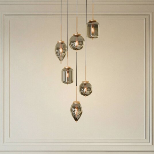 Pendellampe i glass Elani Lucande dimbar Sort Stue / spisestue Glass Moderne