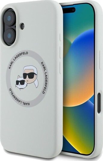 Karl Lagerfeld Silicone Double Heads And Circle MagSafe case for iPhone 16 beige