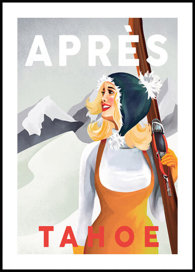 Apres Ski Lake Tahoe Vintage Pin Up Art Plakat Plakat / 21x30cm