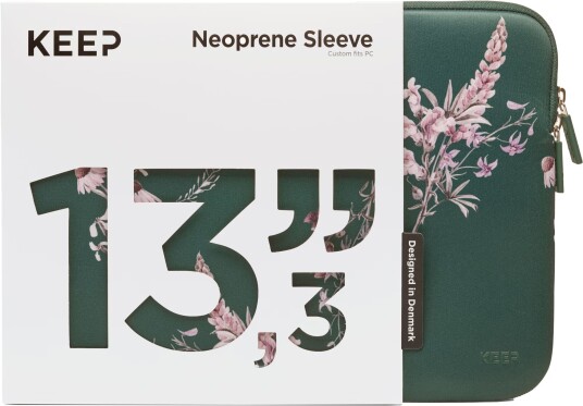 KEEP 13,3" Neopreneetui til bærbar PC (Power Green Flower)