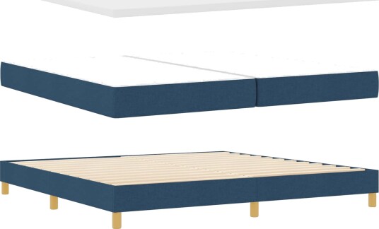  Bunnfjær seng med madrass Blå 200x200 cm Stoff