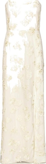 ROTATE Wedding Beaded Maxi Slit Dress Kjole Off White 34