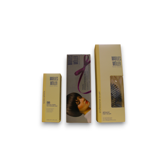 Set Marlies Moller: Specialists Keratin Hair Oil Conditioner Sleek & Shine 100 Ml + Marlies Moller Paddle Hair Brush + Specialists Keratin Hair Shampoo Sleek & Shine 200 Ml 
