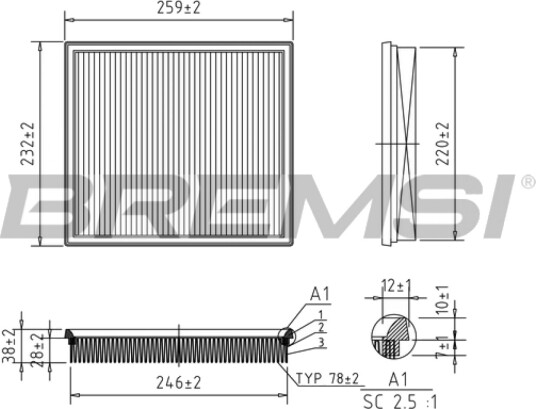 Luftfilter BREMSI FA2325 Luftfilter BREMSI FA2325