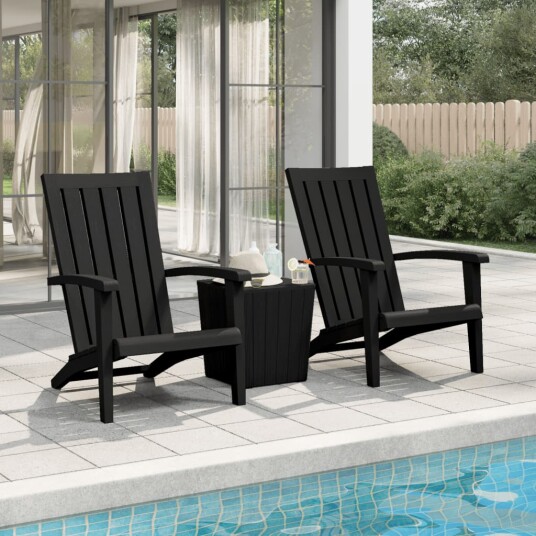 vidaXL Adirondack hagestoler 2 stk svart polypropylen vidaXL Adirondack hagestoler 2 stk svart polypropylen