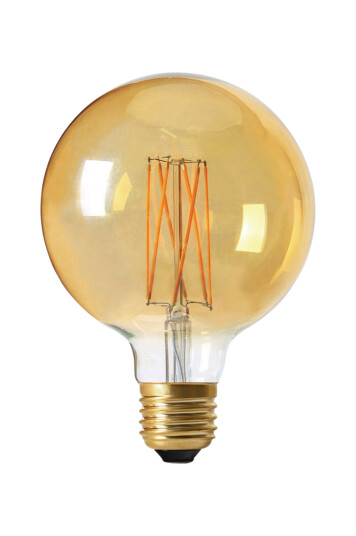 LED lyspære E27 rund pære Elect. Amber