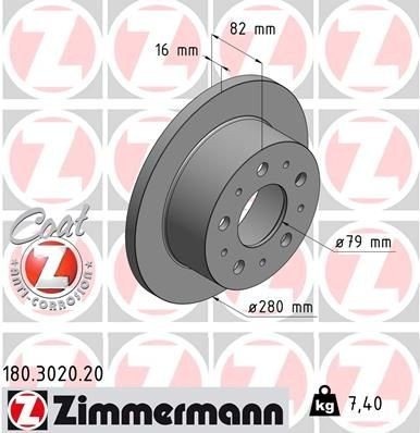 ZIMMERMANN 180.3020.20 Bremseskive