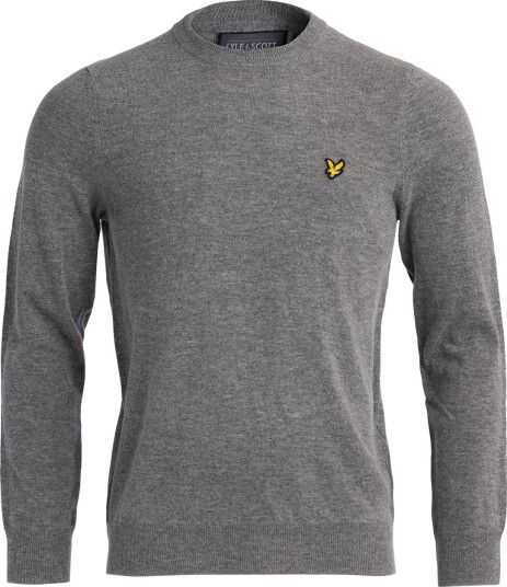 Lyle & Scott Lambswool Blend Crew Neck Jumper Golfgenser herre Mid Grey Marl XX Large Lyle & Scott Lambswool Blend Crew Neck Jumper Golfgenser herre Mid Grey Marl XX Large