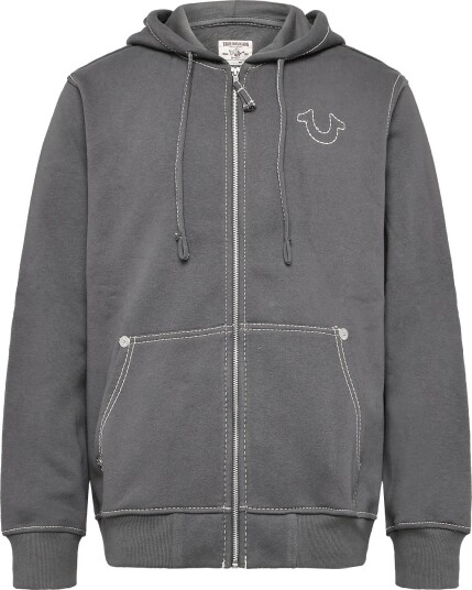 True Religion Big T Zip Up Hoodie IRON GATE XXL
