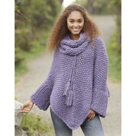 Â Lavender Grove by DROPS Design Poncho Strikkeoppskrift str S M XXXL