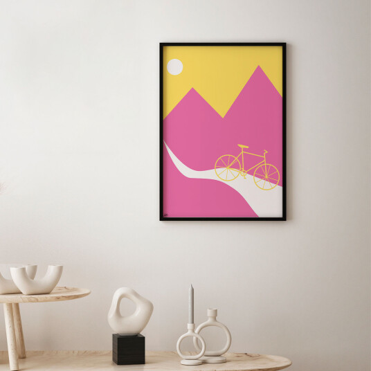 Mountainbike Yellow av Justesen Plakater Mountainbike Yellow av Justesen Plakater
