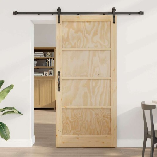 vidaXL Skyvedør med tilbehørssett 93x202 cm Solid Tre Furu