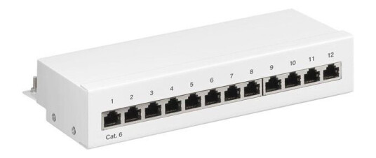 Pro CAT 6 Mini Patch Panel 12 Port Hvit STP Pro CAT 6 Mini Patch Panel 12 Port Hvit STP